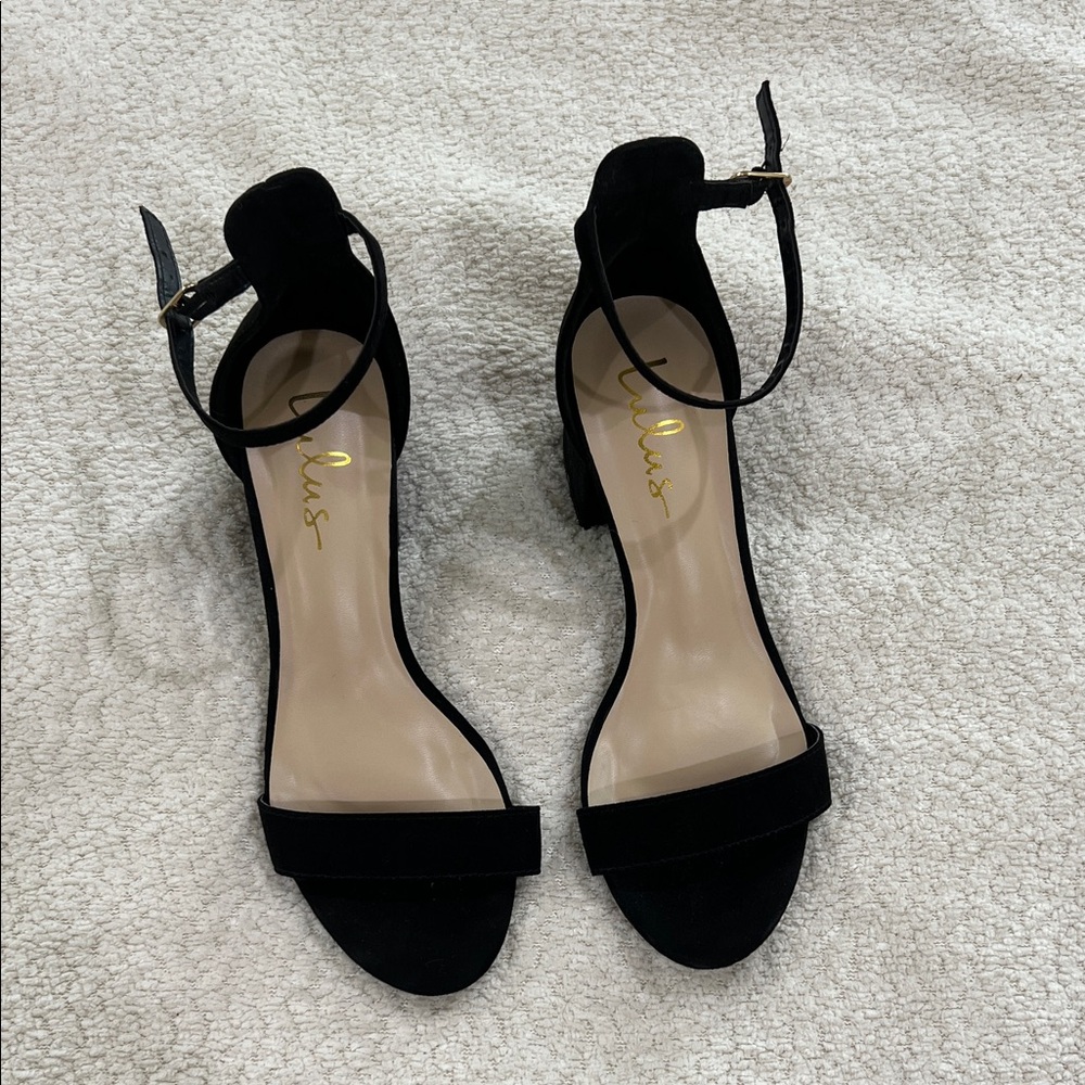 Lulu's Elegant Black Ankle Strap Heels